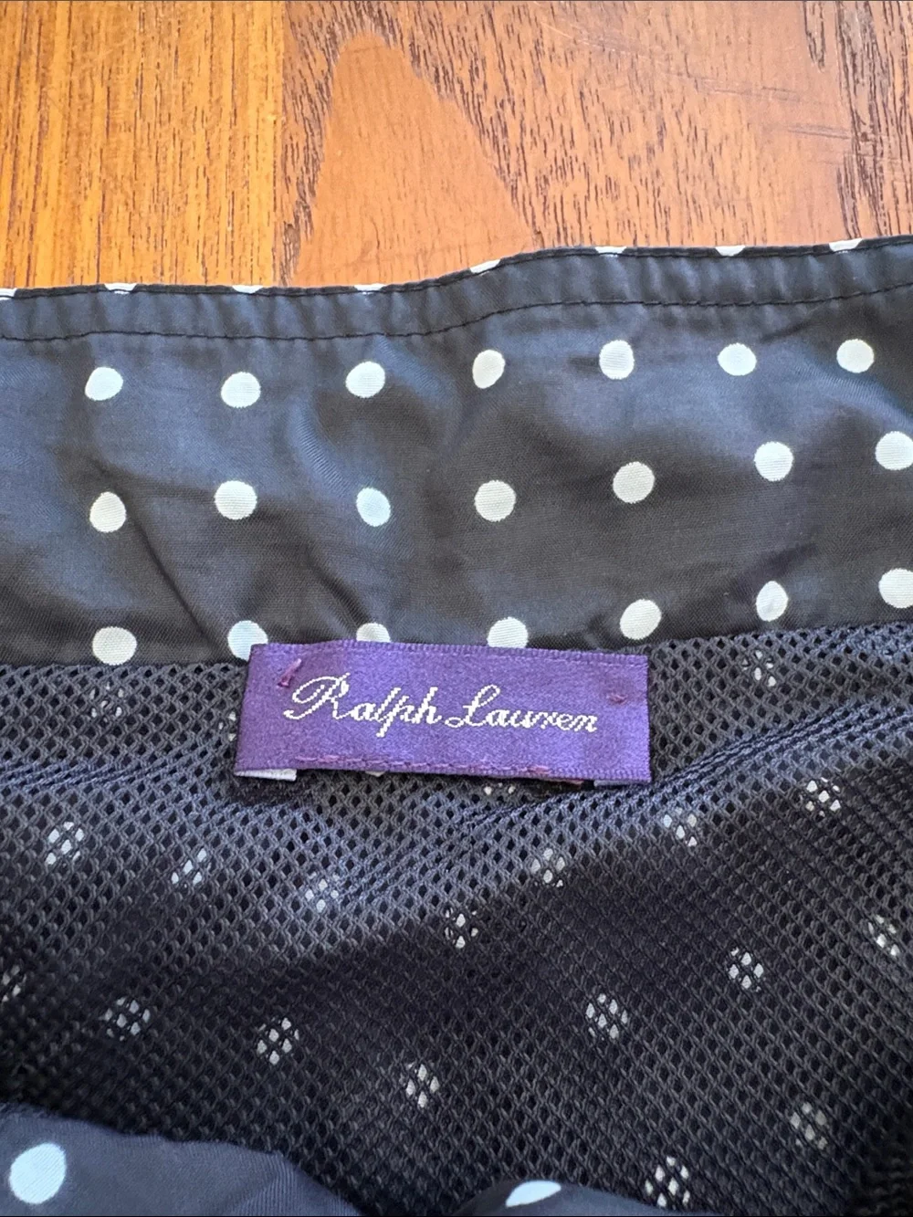 Ralph Lauren purple label (fake?) white polka dot Black Swim Board Shorts Sz L